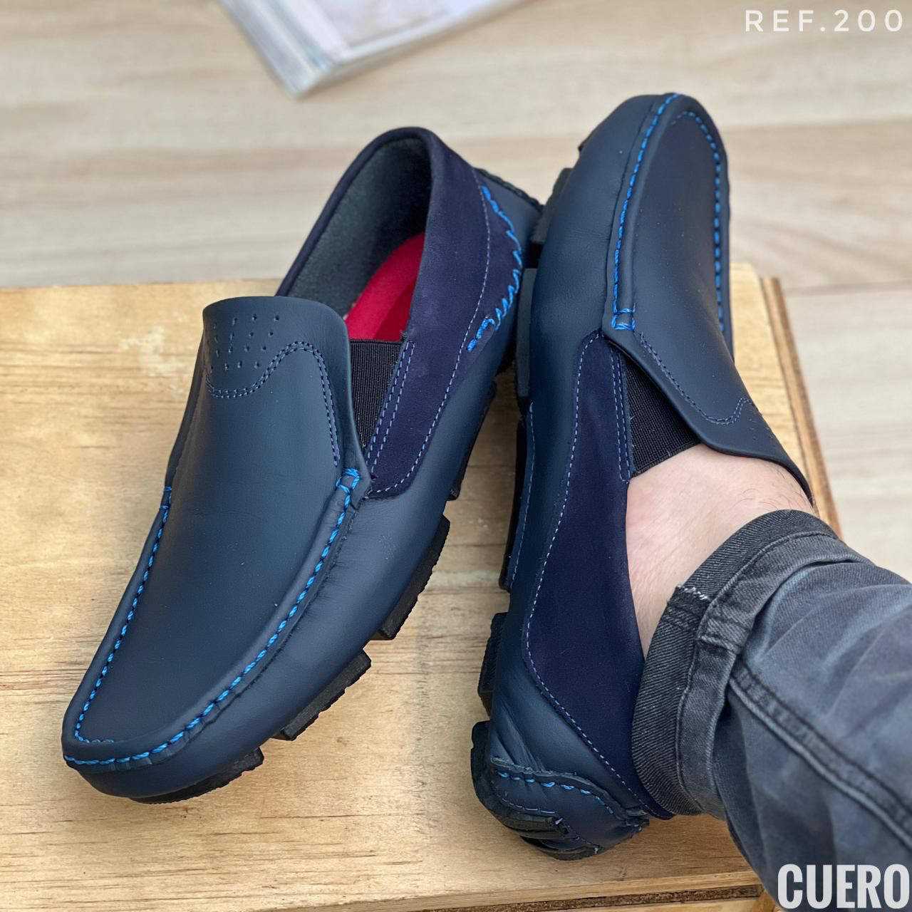 Mocasín de vestir casual en cuero suela confort cosida