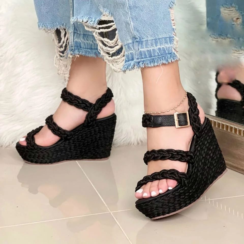 Sandalias cuñas en yute trenzado